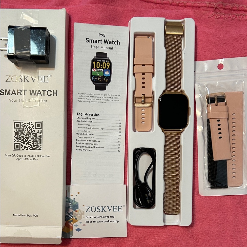Gold Smartwatch with Pink Strap
